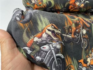 Bomuldsjersey - seje dinosaurer på motorcykler, gots